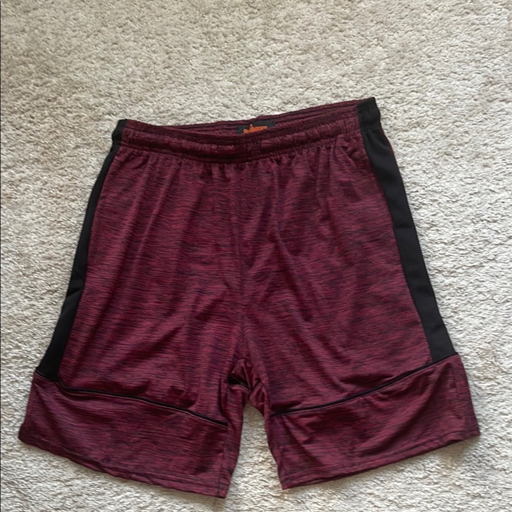 Red and Black Athletic Shorts with Breathable Mesh